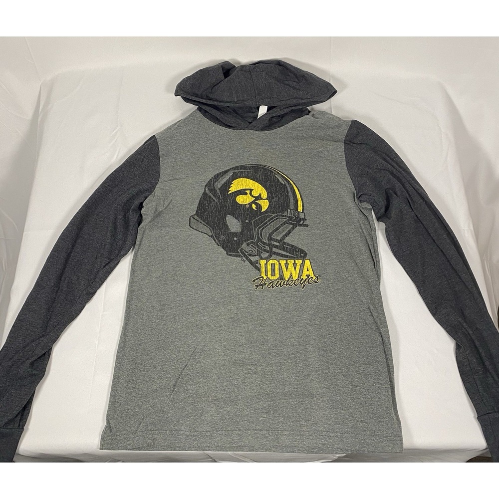 Iowa Hawkeyes Hoodie Shirt Mens Medium Bella + Canvas Grey Long Sleeve